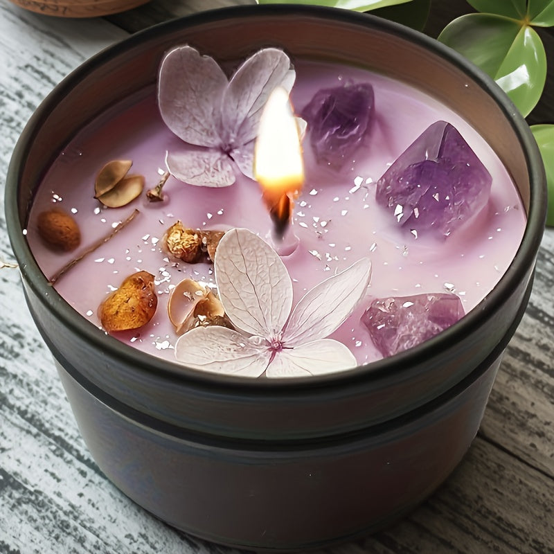 Lavender Candle - Aesthetic Fragrance Cute Purple Embedded Crystal