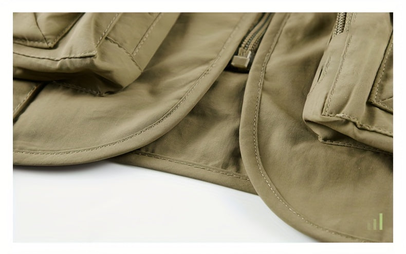 Men's Trendy Zip Up V Neck Vest With Zipper Multi-Pocket