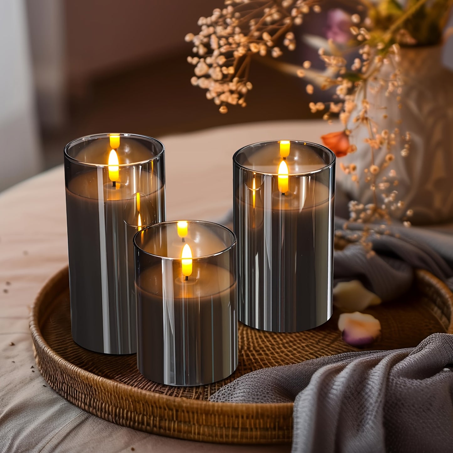 3pcs Flameless Candles with Remote Timer