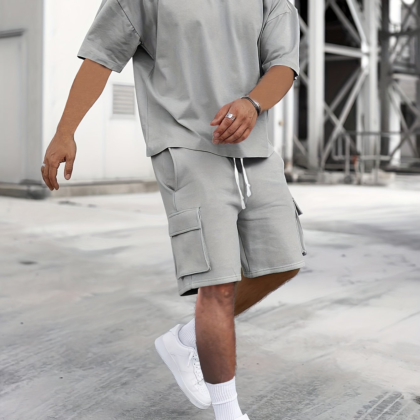 Men's Beige Casual Sportswear Set