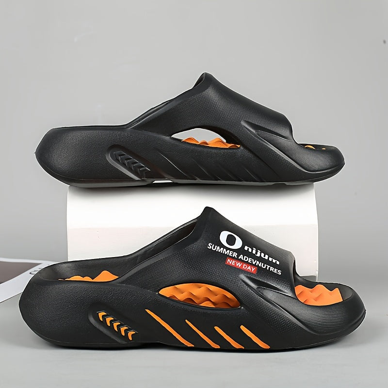Men's Trendy Street Style Color Block Open Toe Breathable Chunky Slippers