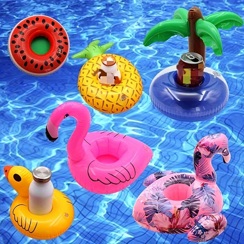 9pcs/set, Inflatable Cup Holder, Water Bottle Coaster, Water Drink Cup Holder With Air Pump