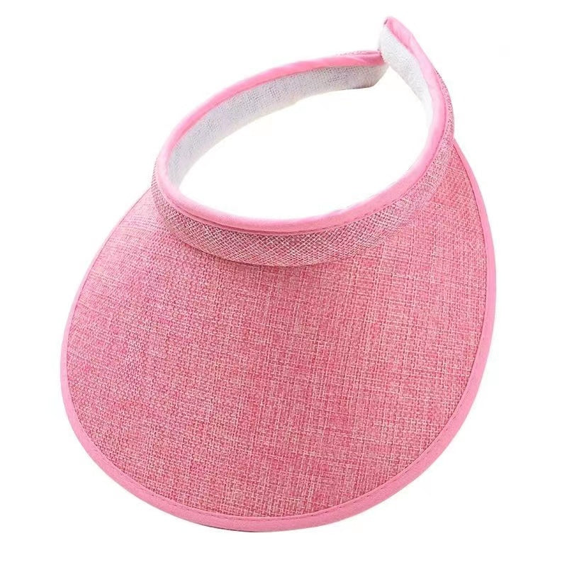 Solid Color Casual Visor Hat Wide Brim UV Protection