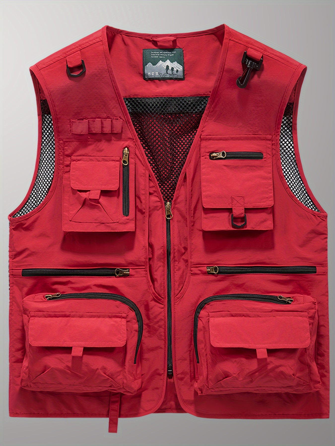 Men's Trendy Zip Up V Neck Vest With Zipper Multi-Pocket