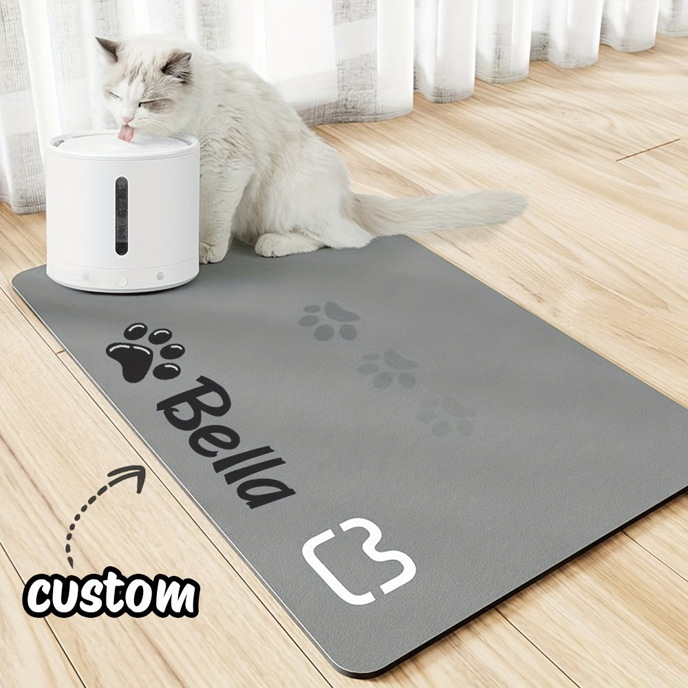 Personalized pet meal mat, super absorbent dog and cat feeding mat
