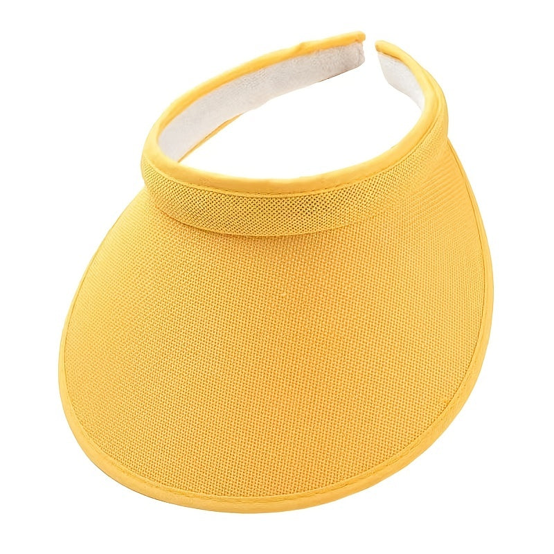 Solid Color Casual Visor Hat Wide Brim UV Protection