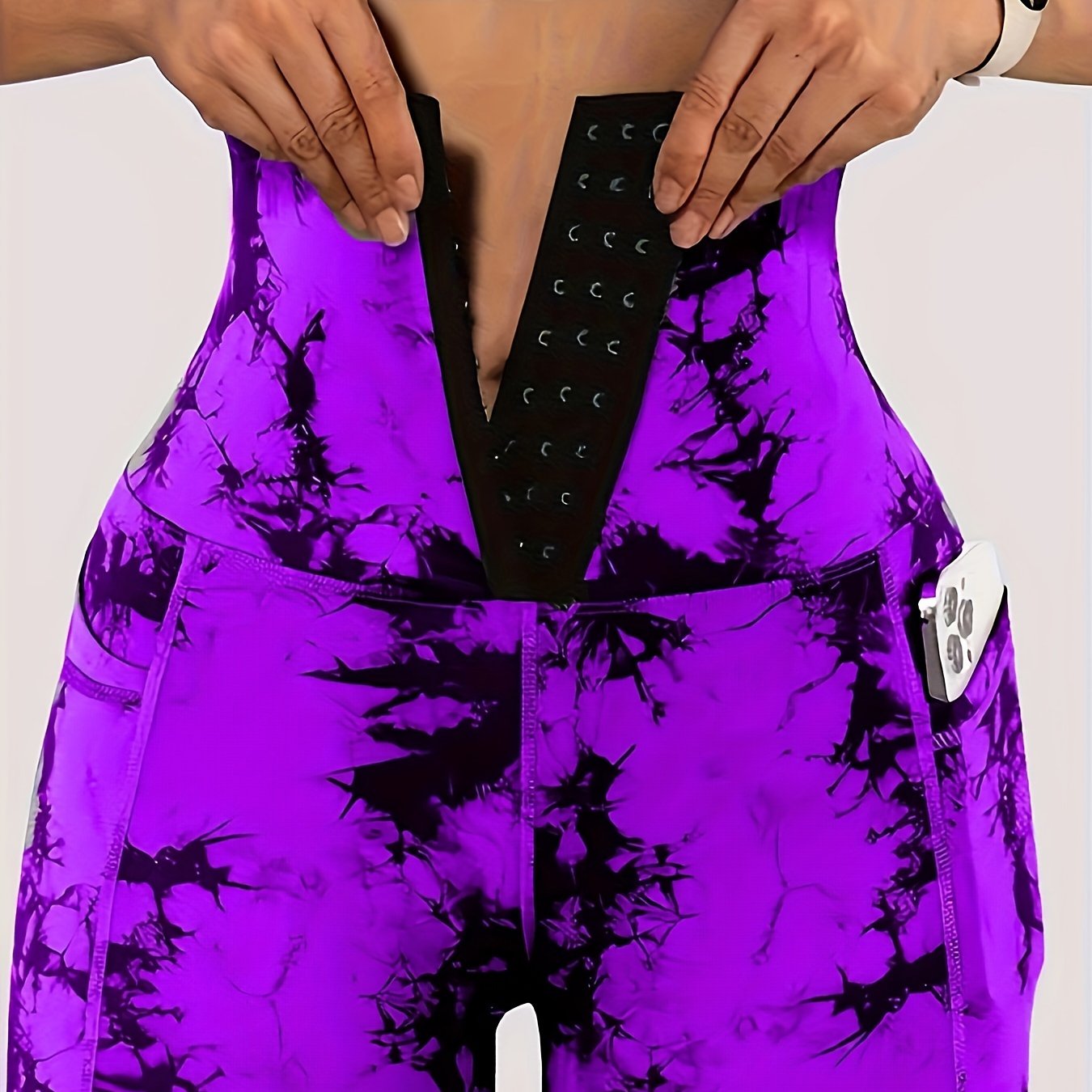 Women'S Tie-Dye Print High-Waisted Tummy Control Pants with Front Zipper