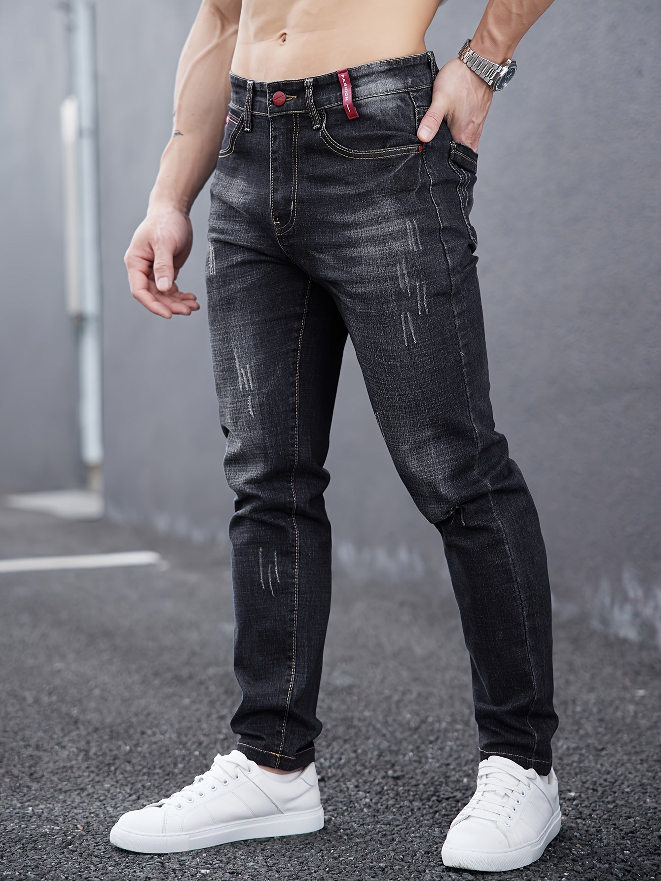 Men's Premium Slim-Fit Washed Jeans