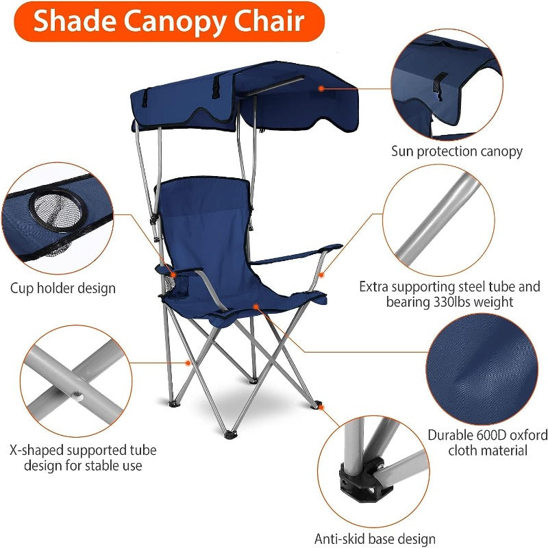 Outdoor supplies portable folding beach chair with shade
