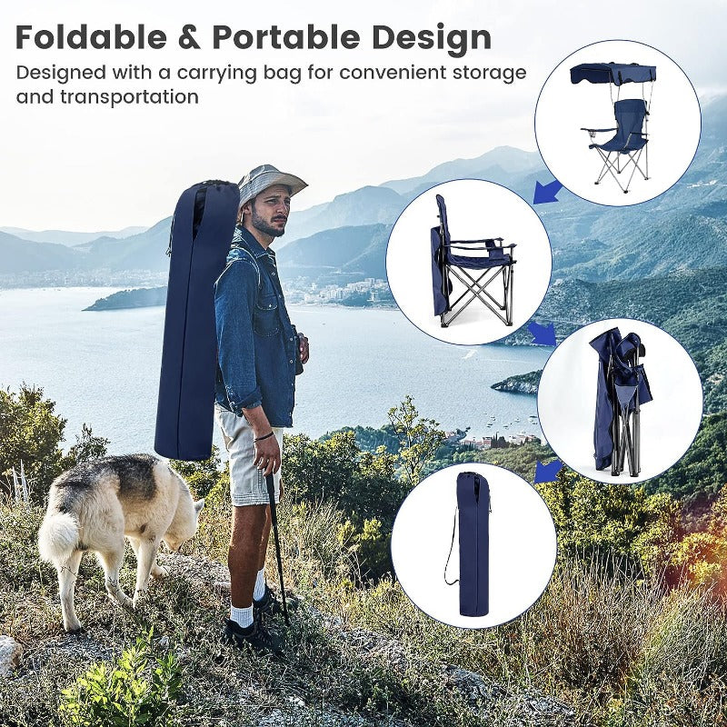 Outdoor supplies portable folding beach chair with shade