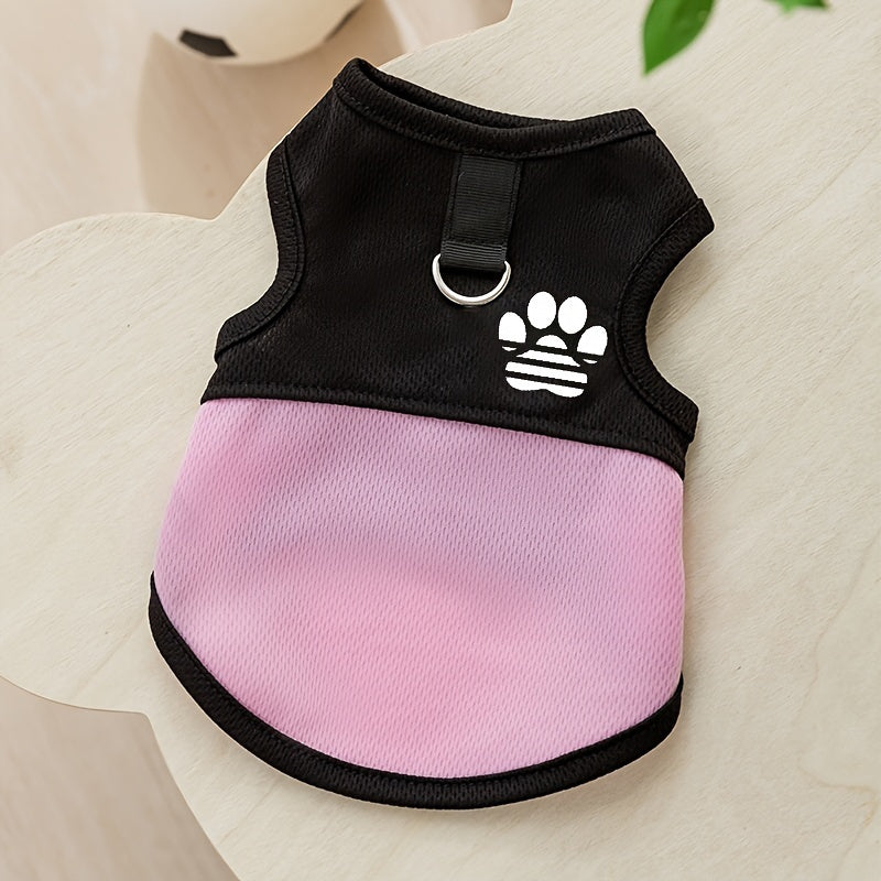 Breathable Mesh Dog Vest with Paw Print