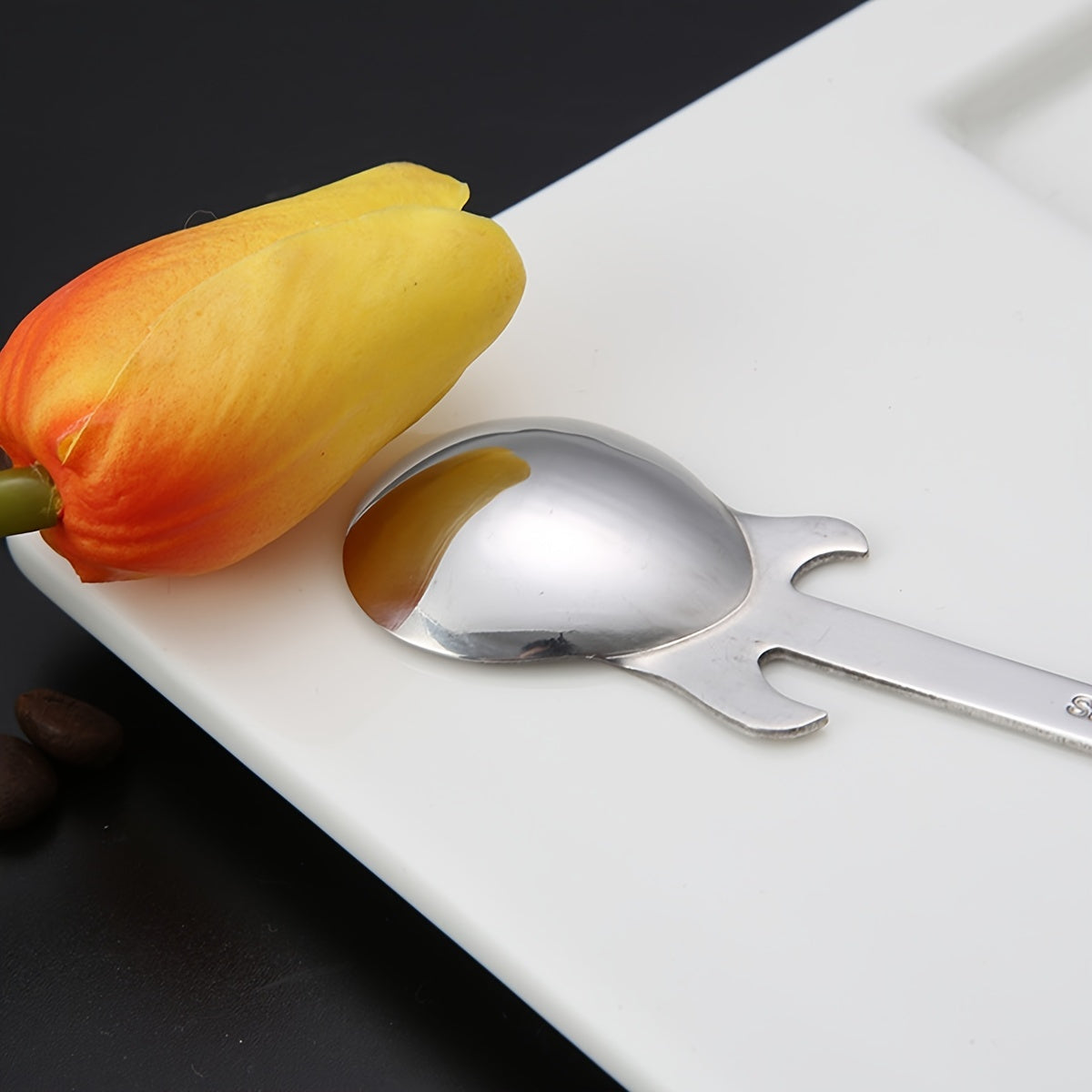1pc Unique Guitar-Shaped Stainless Steel Spoon