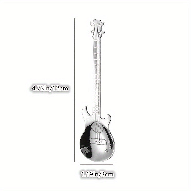 1pc Unique Guitar-Shaped Stainless Steel Spoon