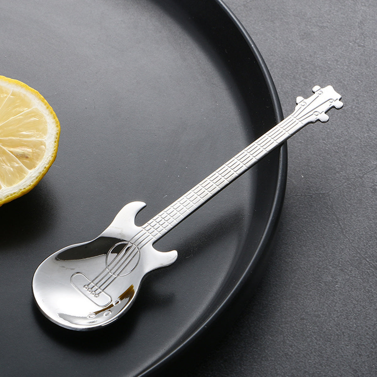 1pc Unique Guitar-Shaped Stainless Steel Spoon