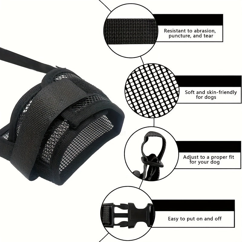 Adjustable Dog Muzzle - Breathable Polyester