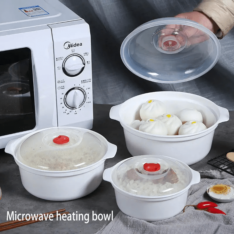3pcs Set Silicone Microwave Steamer & Bowl with Lid
