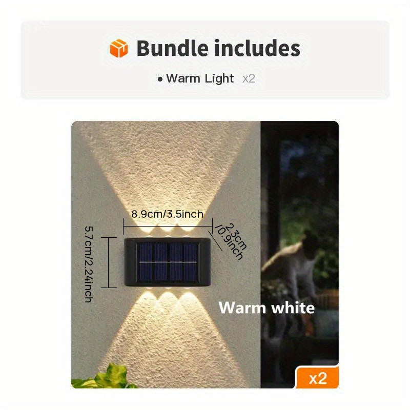 2pcs 6 LED Solar Powered 2 Colors