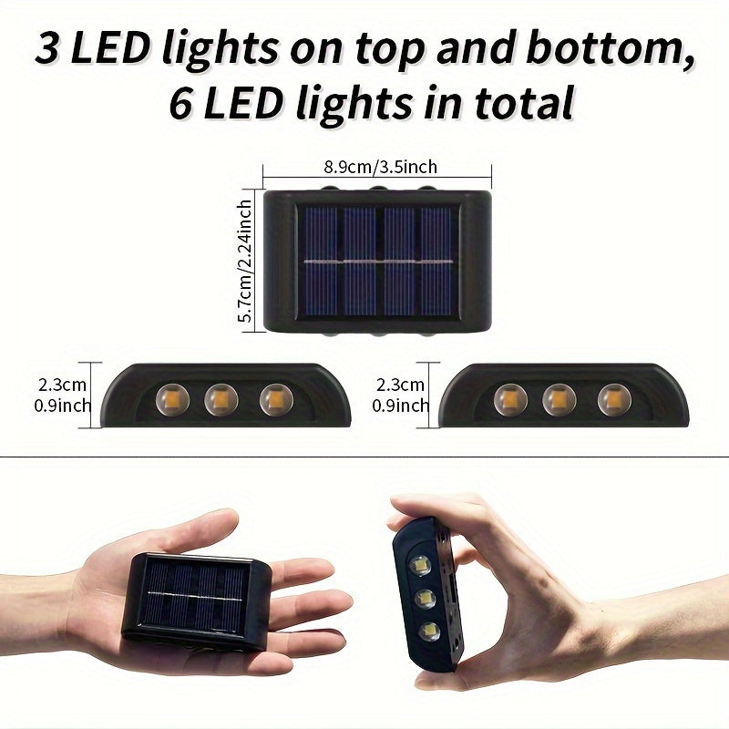 2pcs 6 LED Solar Powered 2 Colors