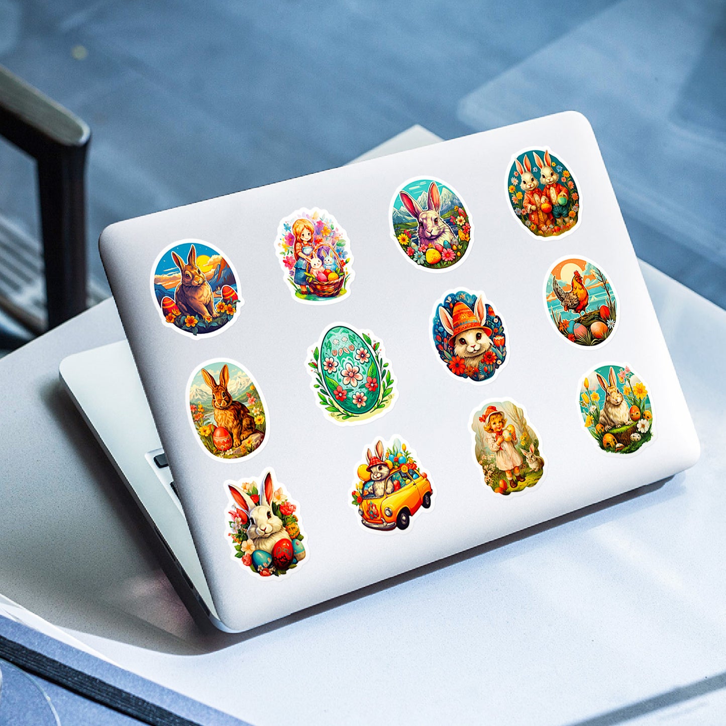 50pcs Whimsical Easter Bunny & Eggshell Stickers