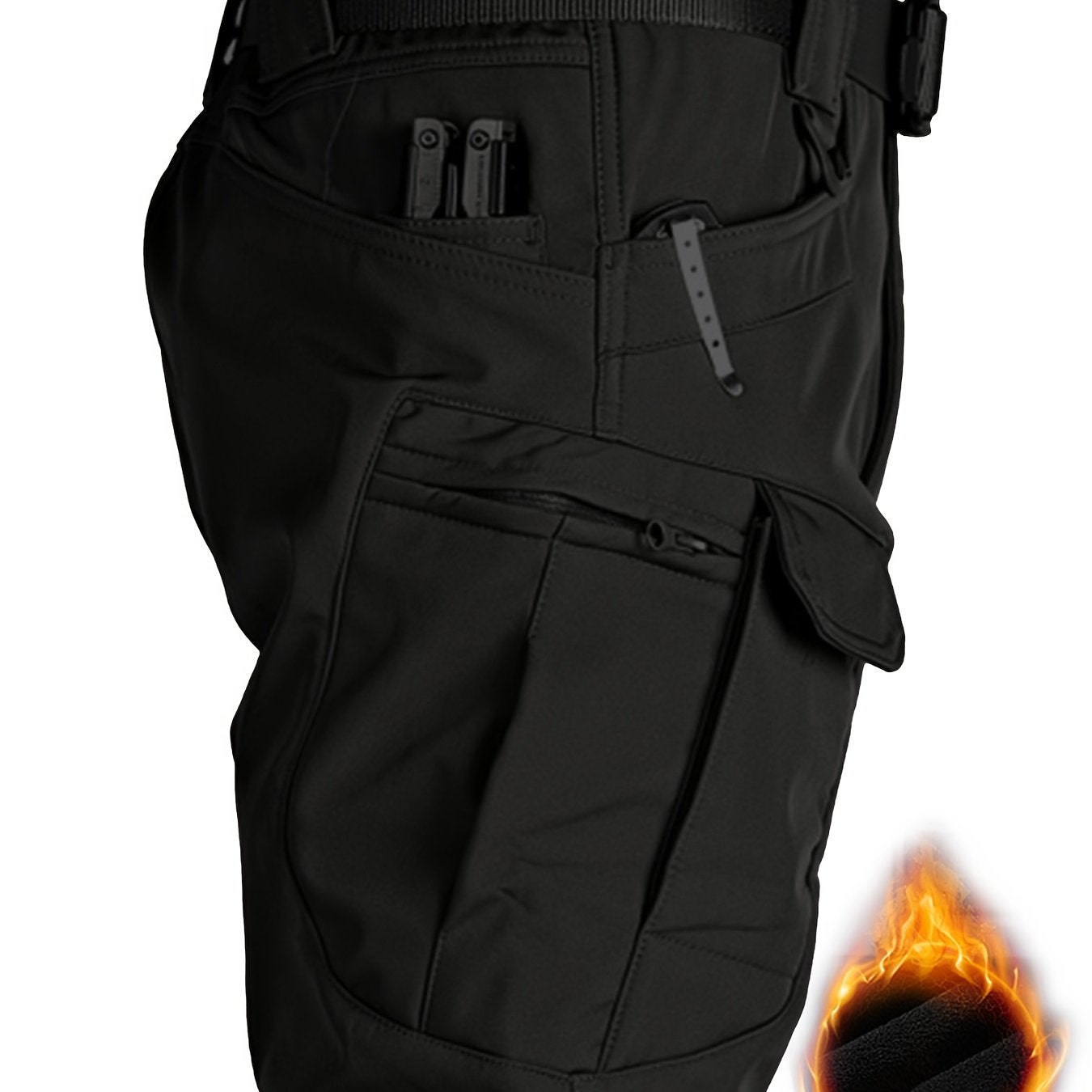 Men'S Fleece-Lined Work Pants - Thick, Tactical, Multi-Pocket Design