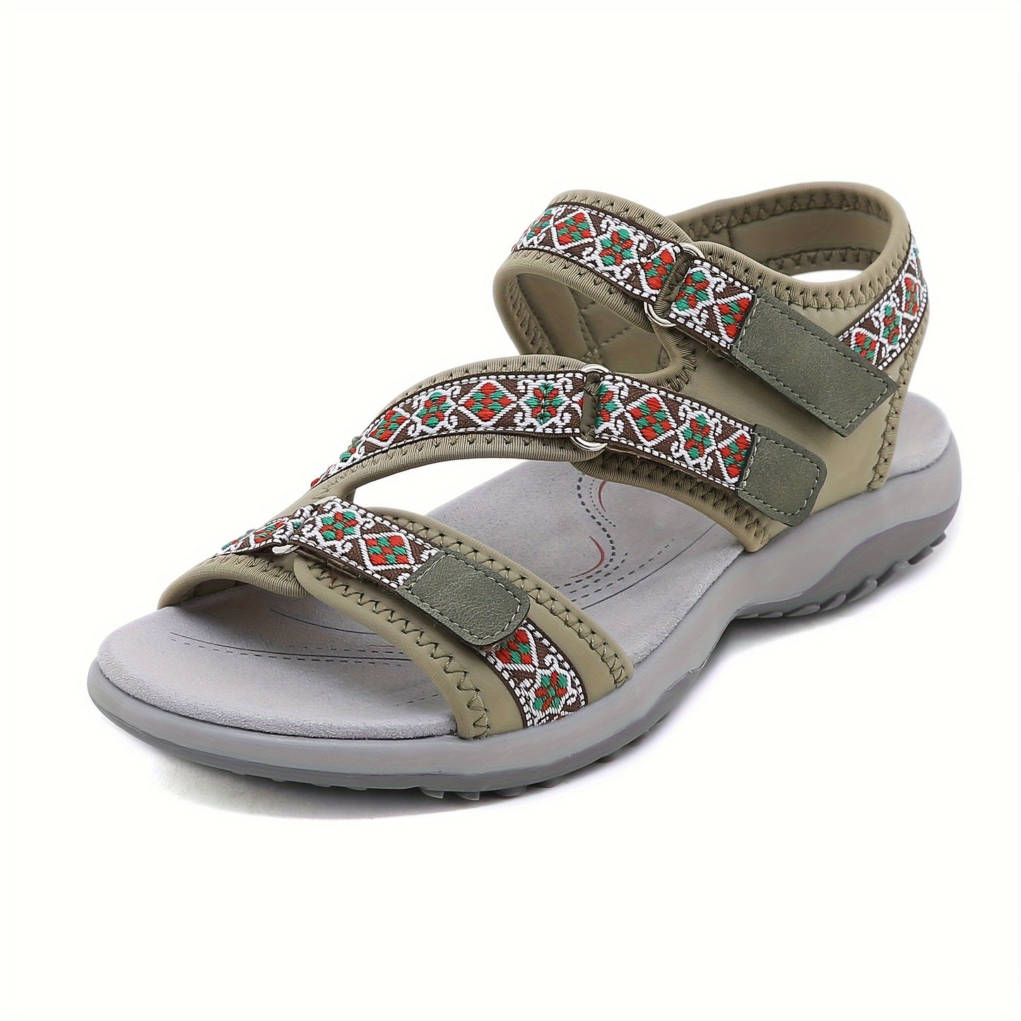 Women's Sporty Flat Sandals with Hook-and-Loop Fastener
