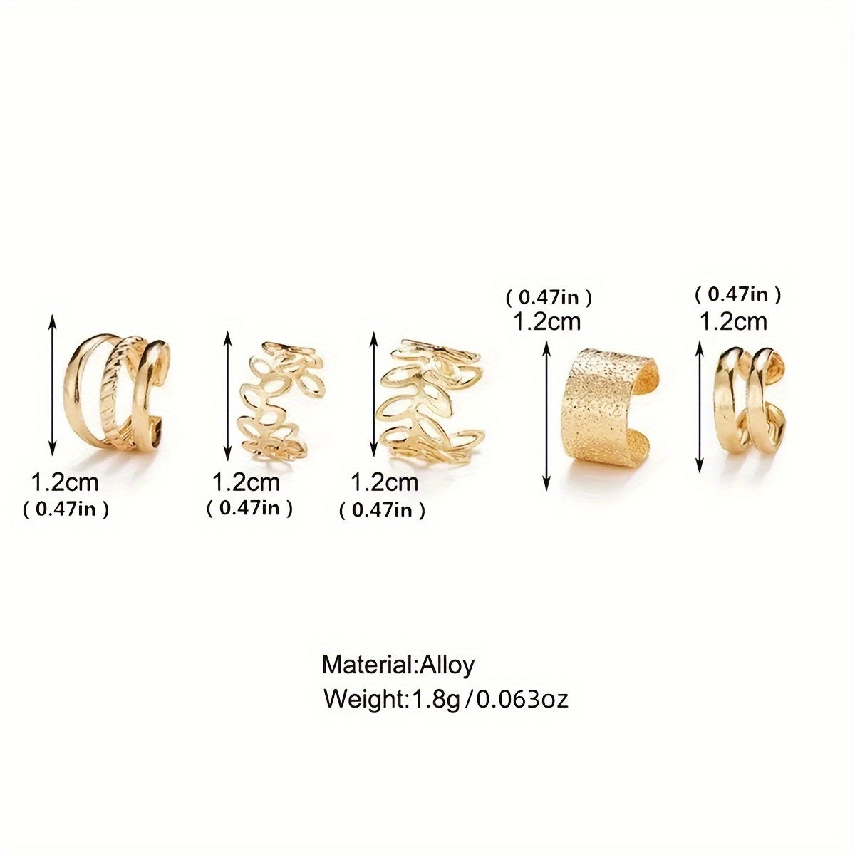 5pcs/set Trendy Elegant Design Ear Cuff Set Classic Elegant Style