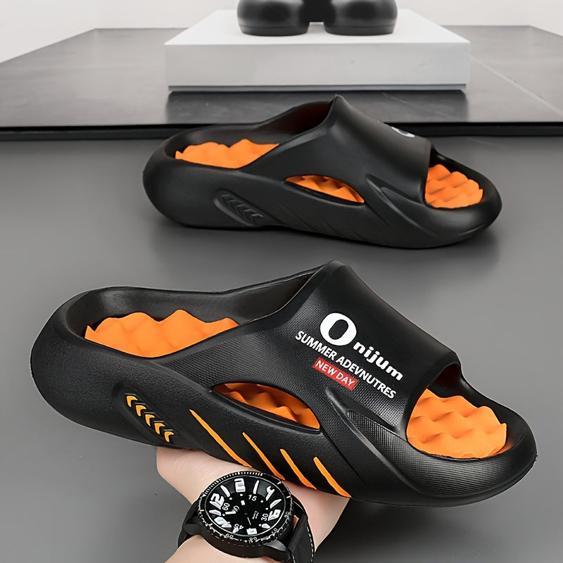 Men's Trendy Street Style Color Block Open Toe Breathable Chunky Slippers