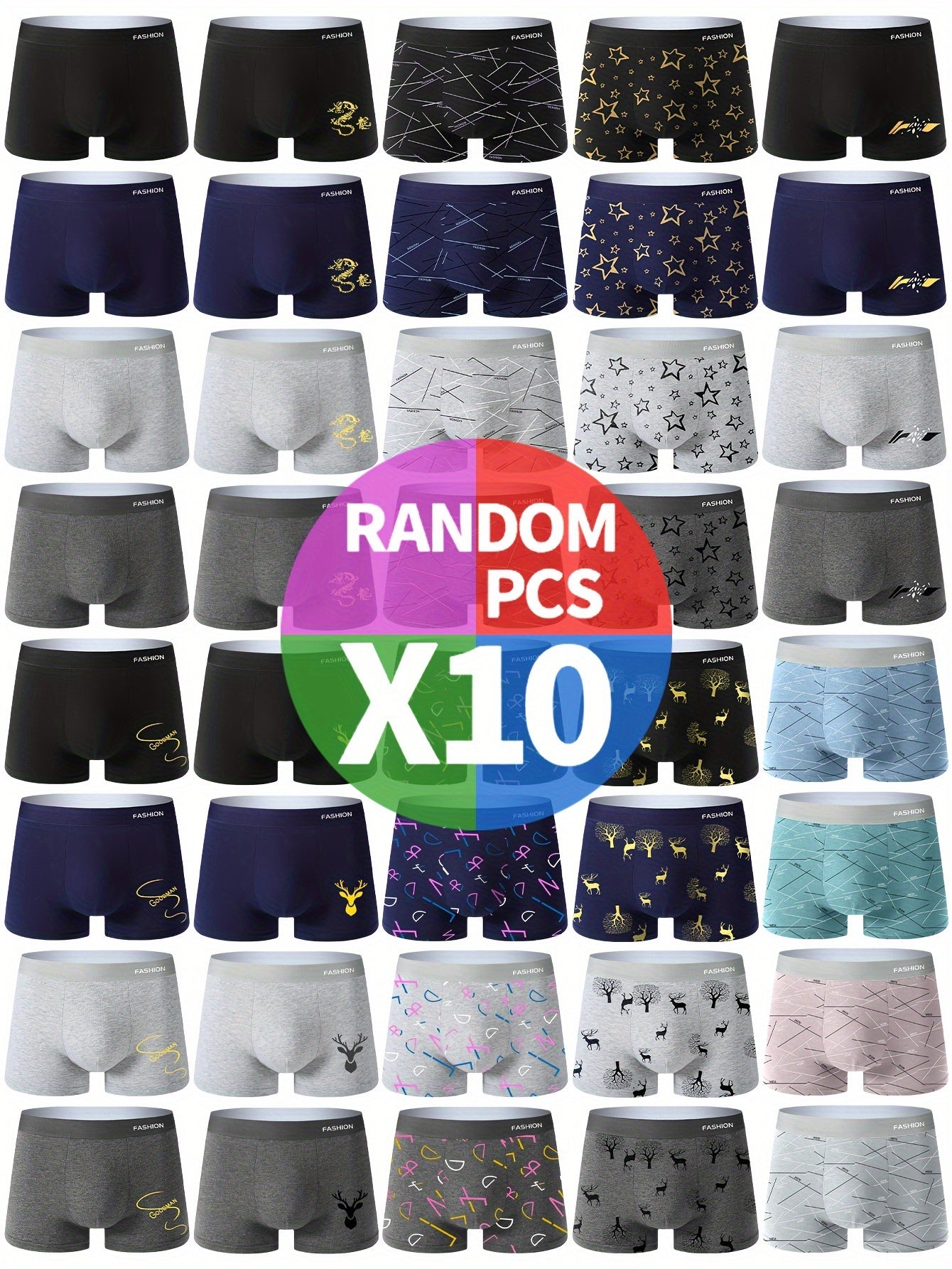 10-pack Men's flat corner underwear, and fashionable, short pants