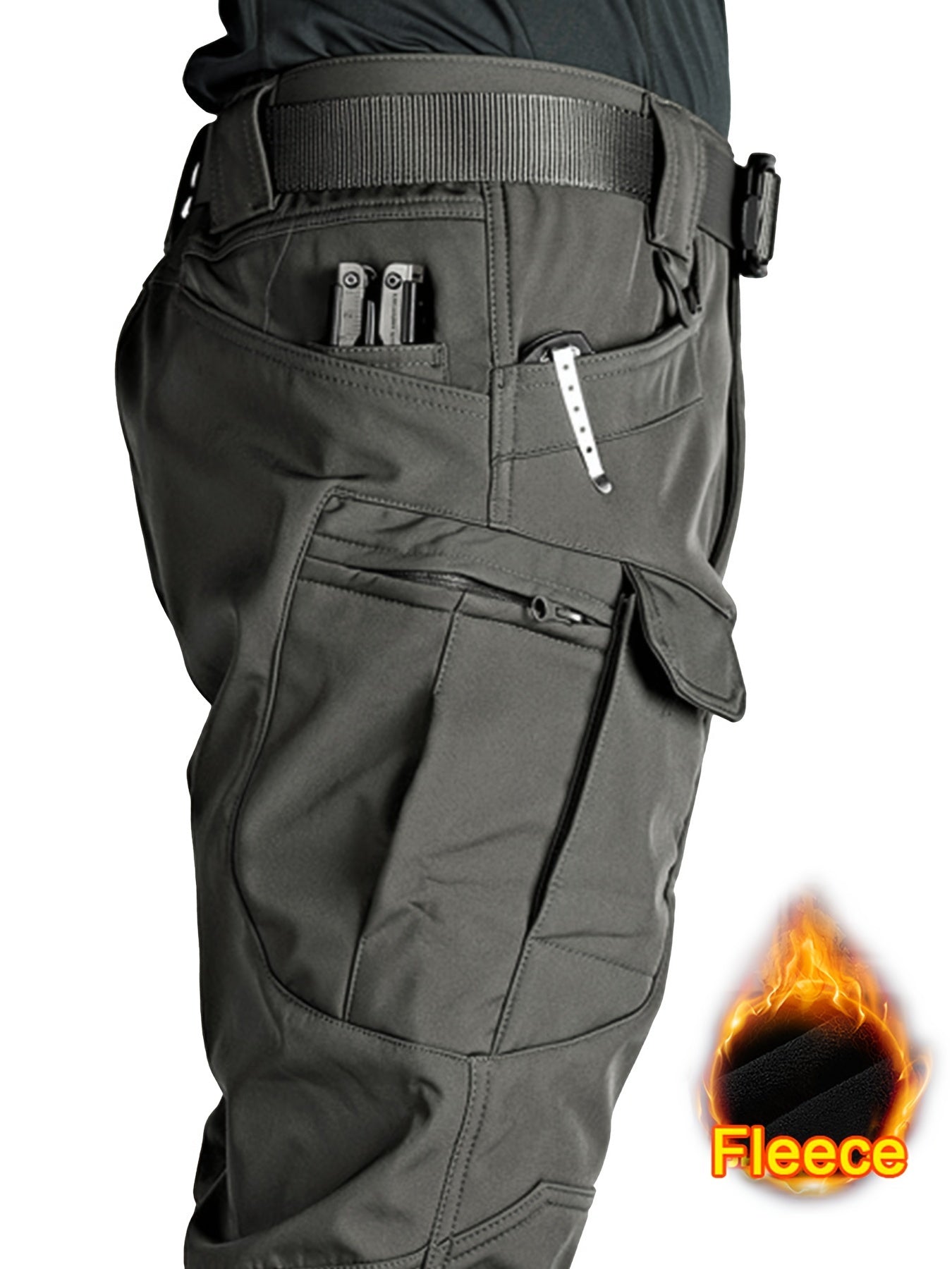 Men'S Fleece-Lined Work Pants - Thick, Tactical, Multi-Pocket Design