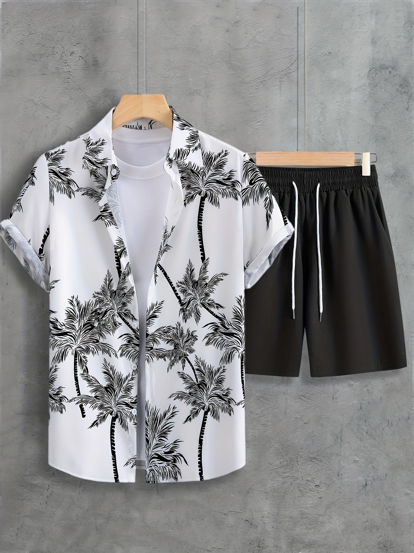Hawaii Shirt And Drawstring Shorts Set For Summer