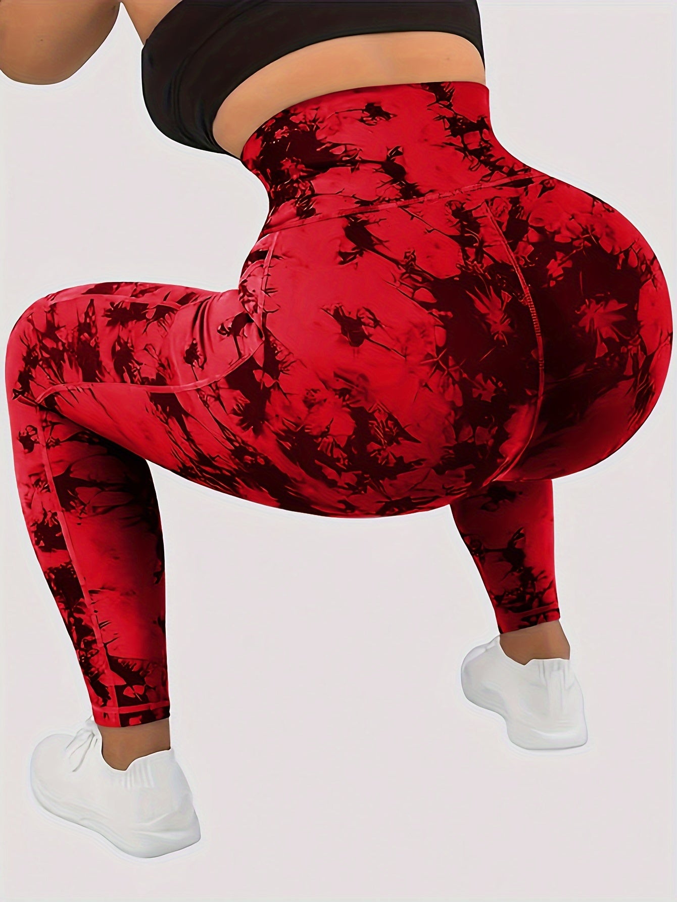 Women'S Tie-Dye Print High-Waisted Tummy Control Pants with Front Zipper