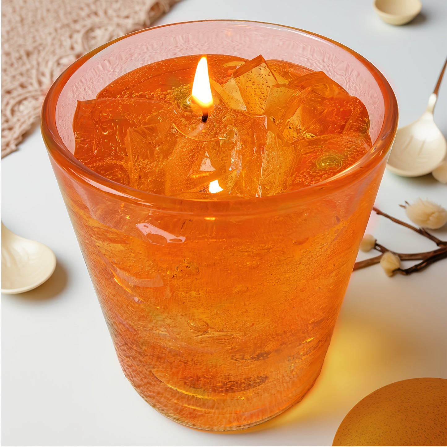 1pc Orange Scented Wax Candle, Long-Lasting Burn for Relaxation