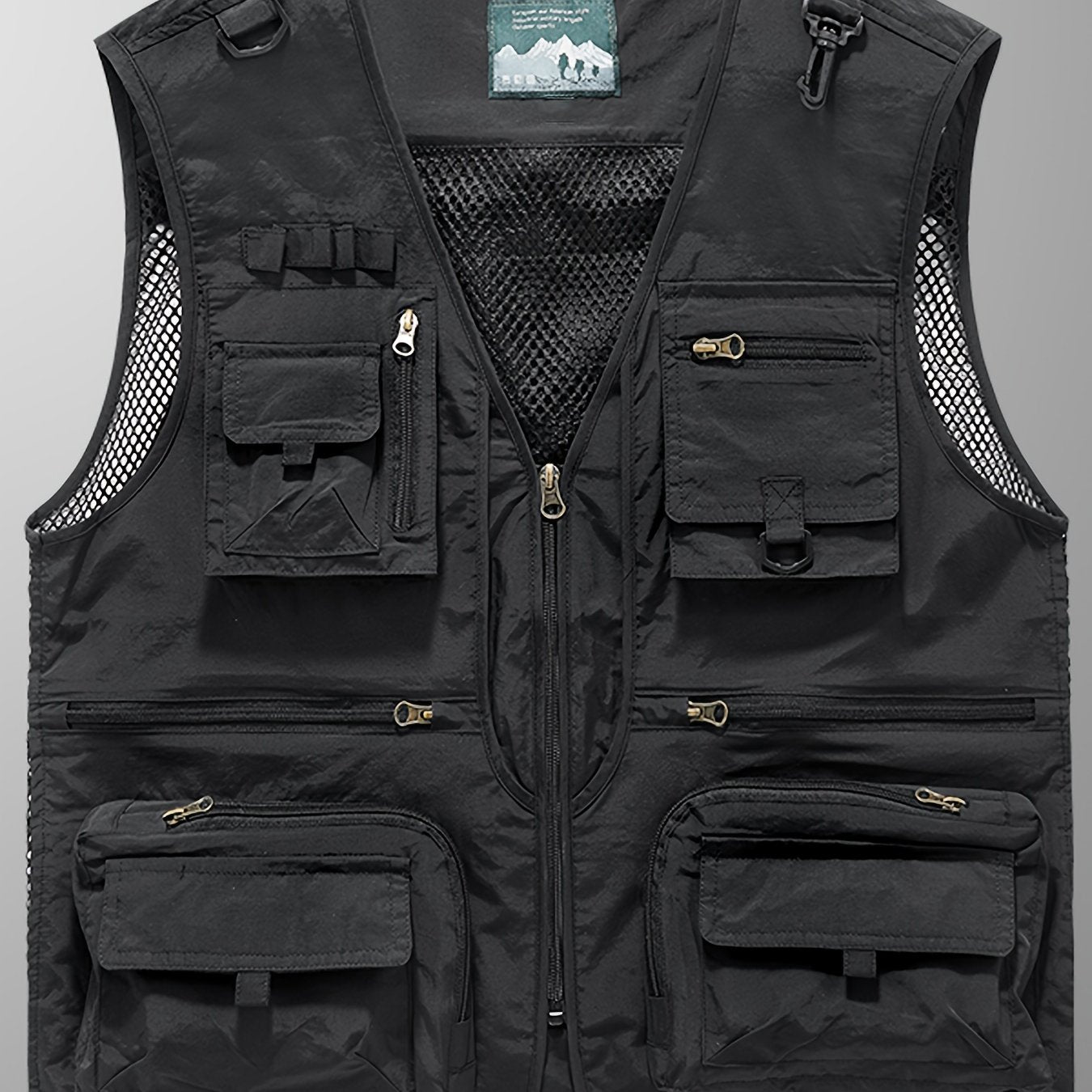 Men's Trendy Zip Up V Neck Vest With Zipper Multi-Pocket