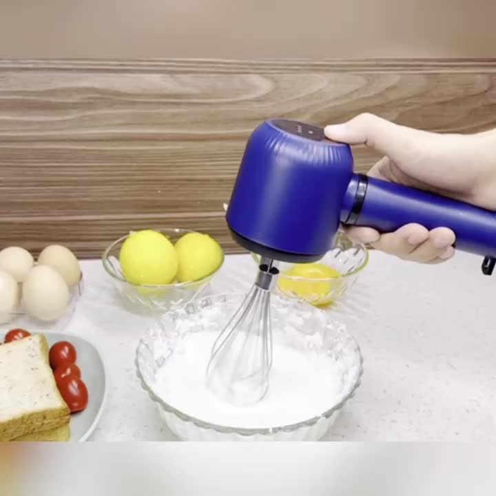 USB Rechargeable Cordless Electric Hand Mixer with Dual Whisk Heads