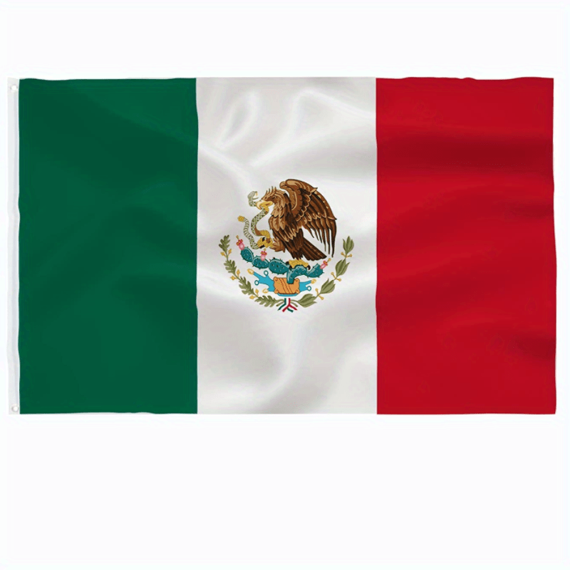 Mexican Flag With Brass Grommet, 3x5 Feet