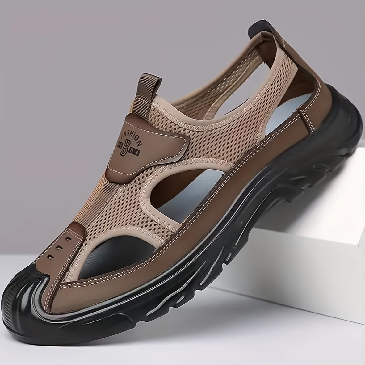 Men'S Breathable Sports Sandals, Solid Color, All-Season Casual Sneakers