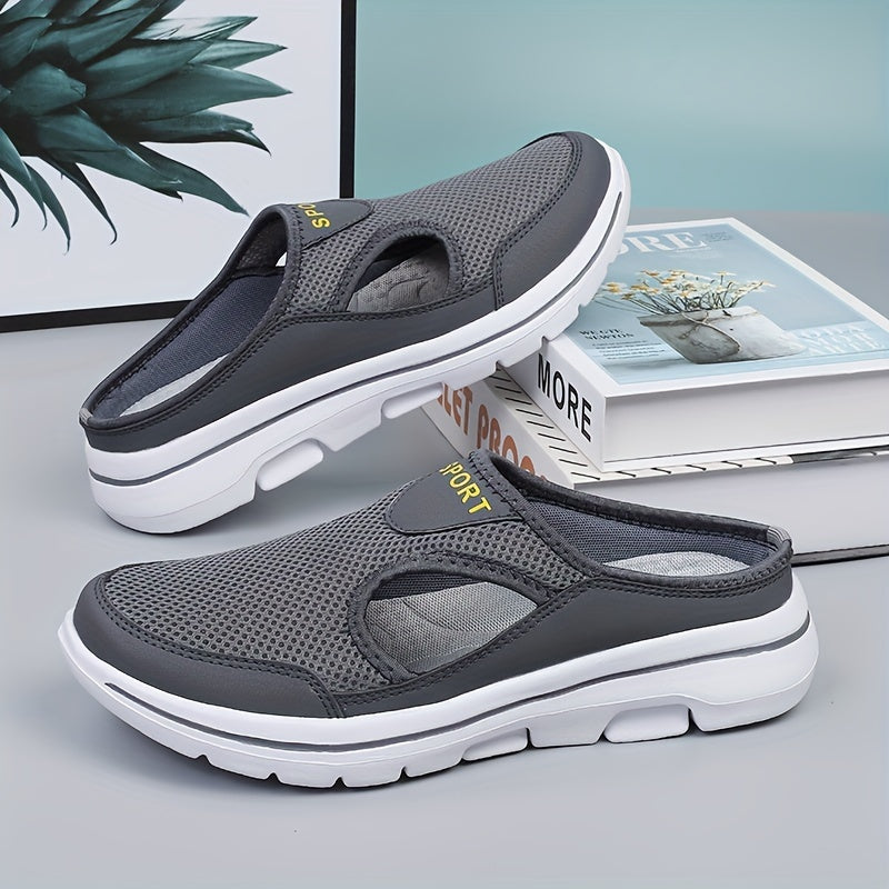 PLUS SIZE Men's Mesh Breathable Slides, Casual Non Slip Slippers
