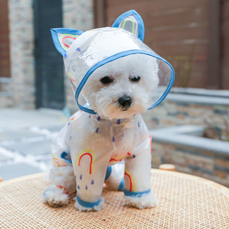 Waterproof Pet Raincoat with Rainbow Pattern for Small