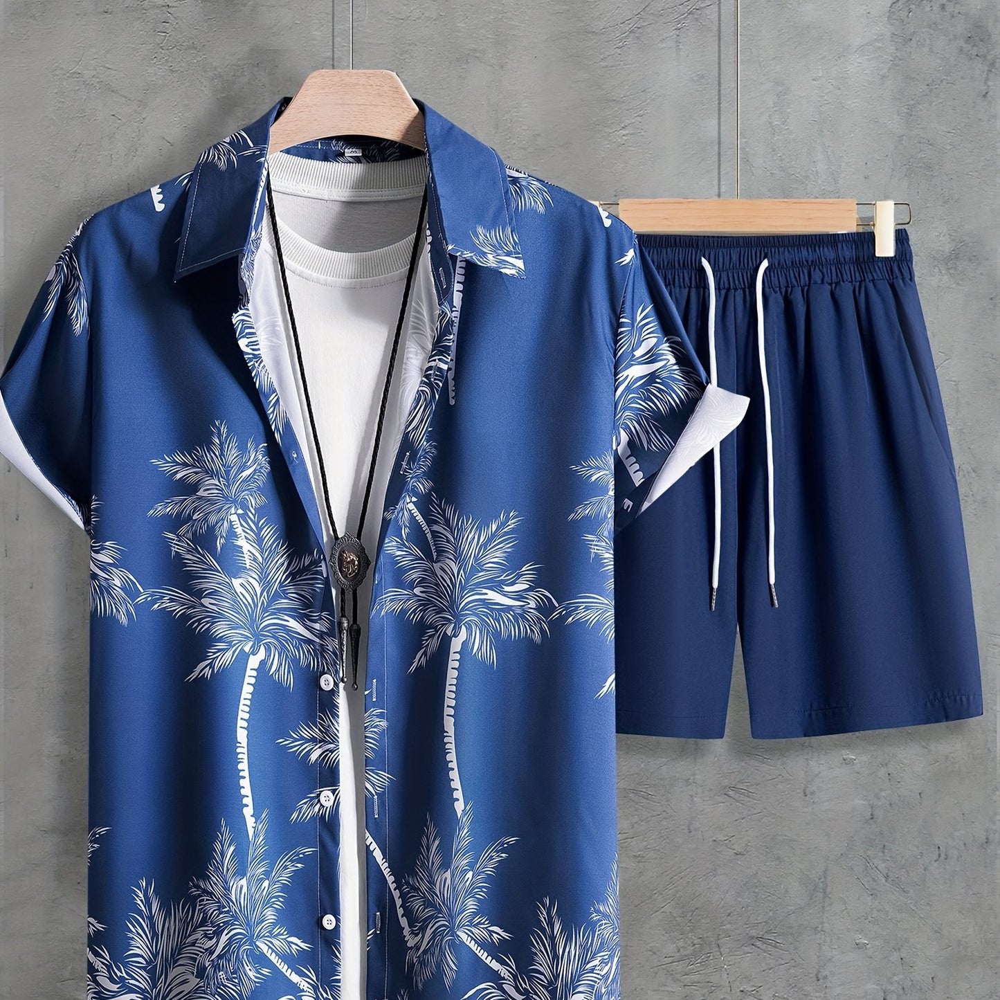 Hawaii Shirt And Drawstring Shorts Set For Summer