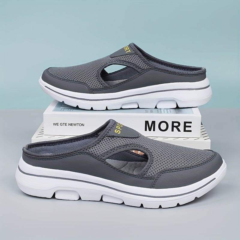 PLUS SIZE Men's Mesh Breathable Slides, Casual Non Slip Slippers