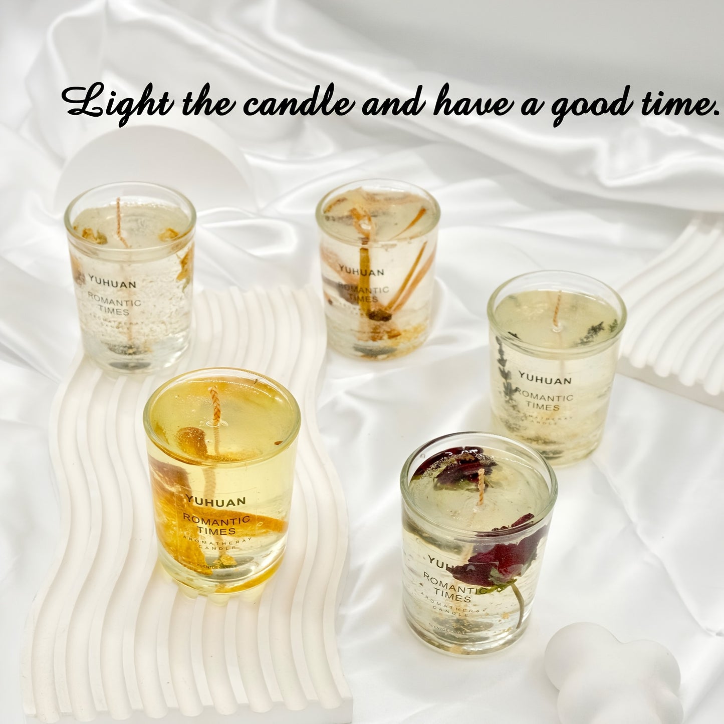 1pc 160g, burning time for 20 hours, real flower jelly scented candle