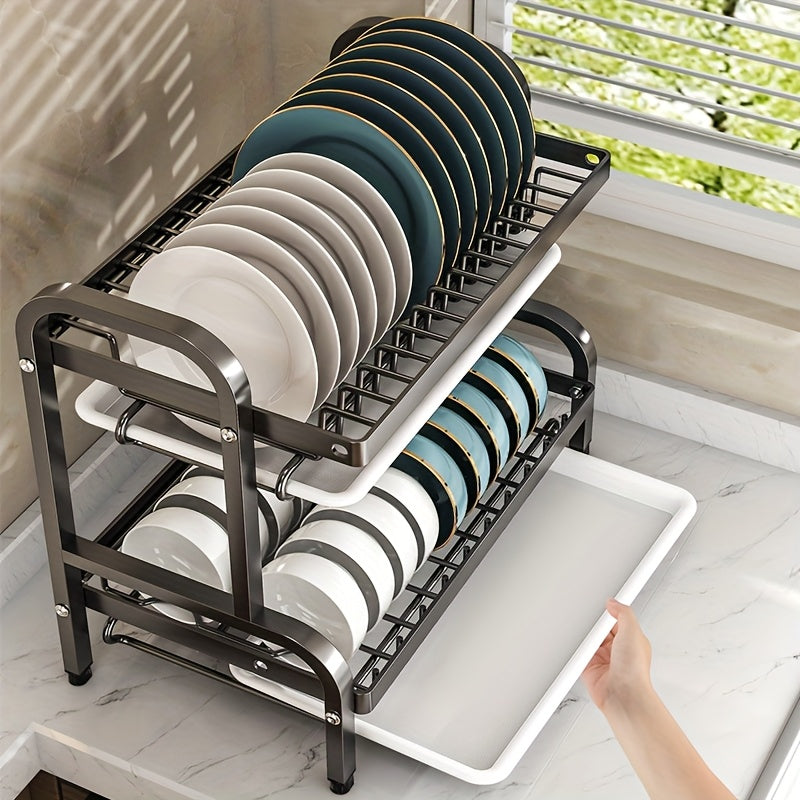 Tier Dish Rack with Drainage and Separation for Dry and Wet Ware