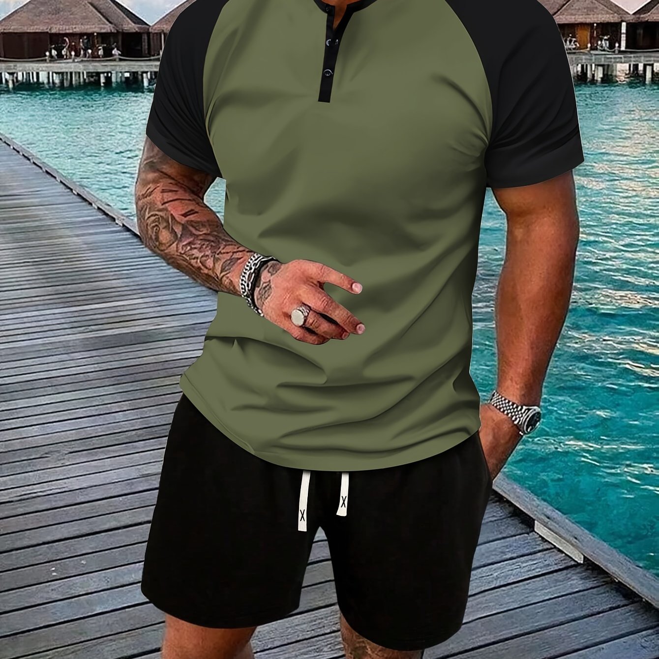2-piece Men's Casual Summer Vacation Outfit Set