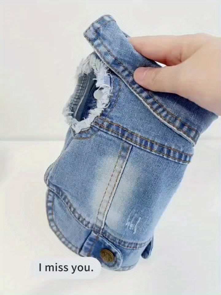 Chic Retro Denim Dog Vest for Small Breeds
