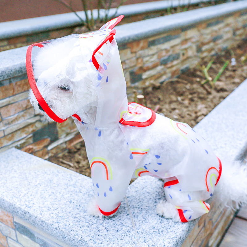 Waterproof Pet Raincoat with Rainbow Pattern for Small
