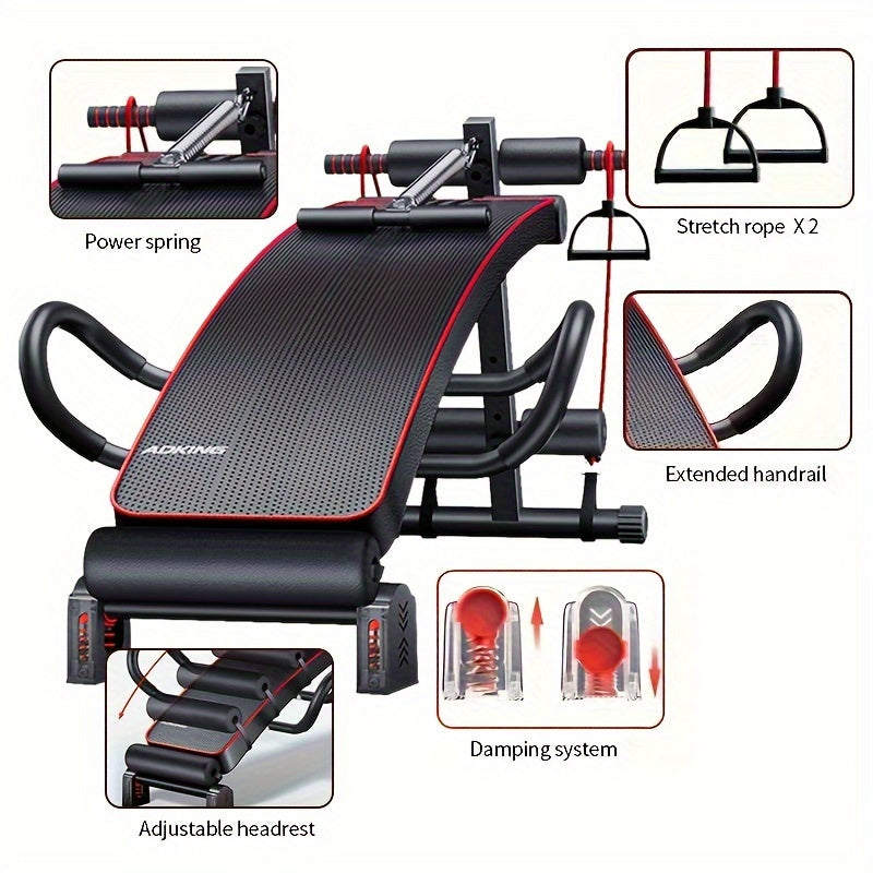Adjustable Sit-Up Bench with Cushioned Backrest, Foldable Ab Workout Equipment