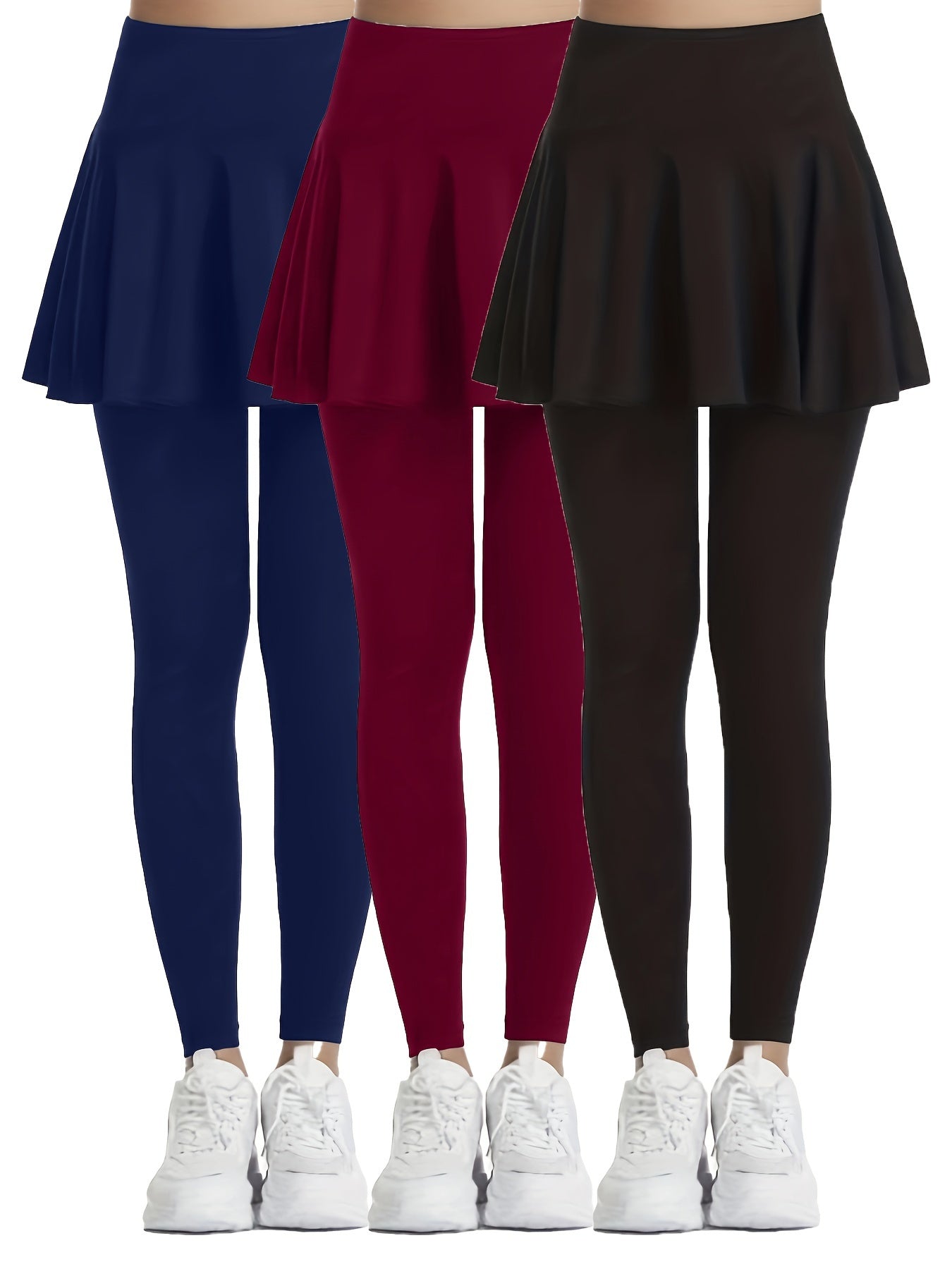 3pcs High-Waist Skort Leggings for Women