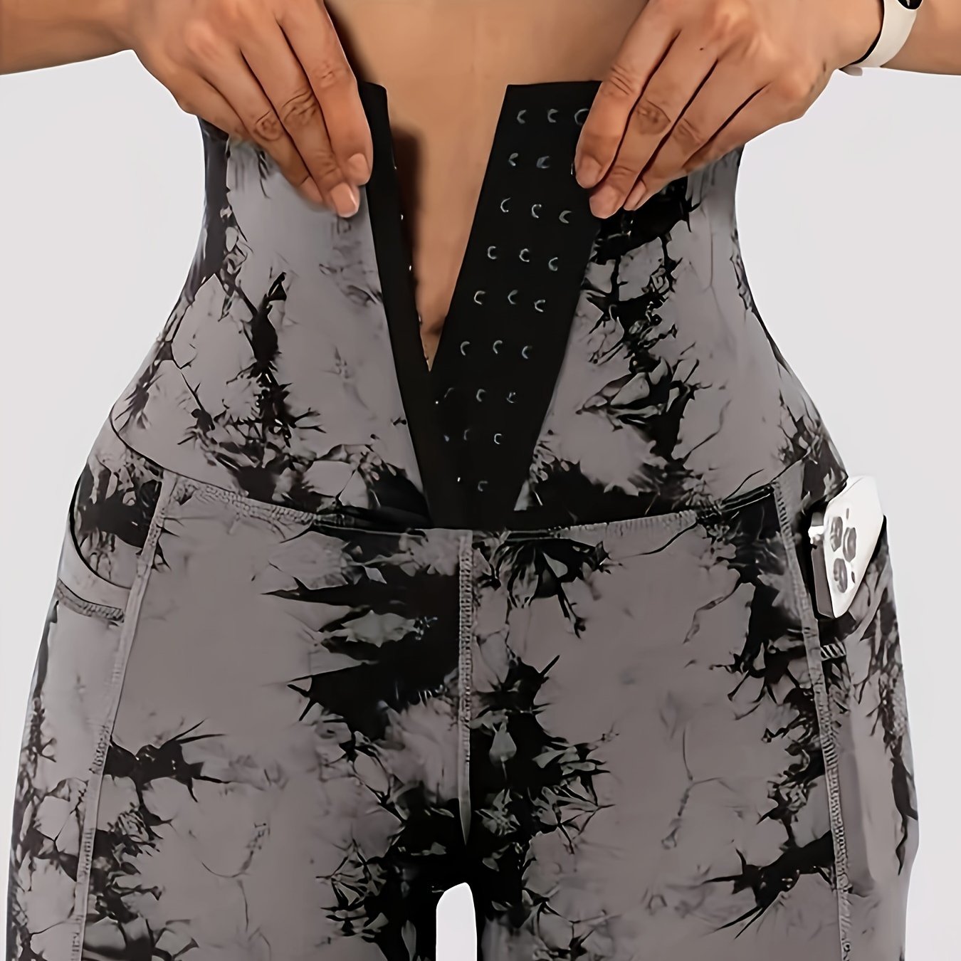 Women'S Tie-Dye Print High-Waisted Tummy Control Pants with Front Zipper