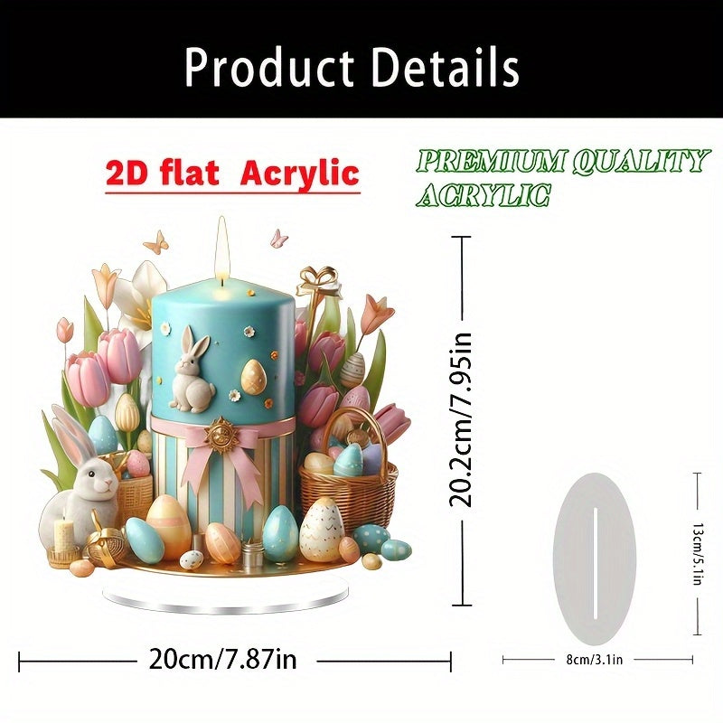 1pc, 2D Flat Bohemian Style Easter Candle with Egg Pattern Decoration