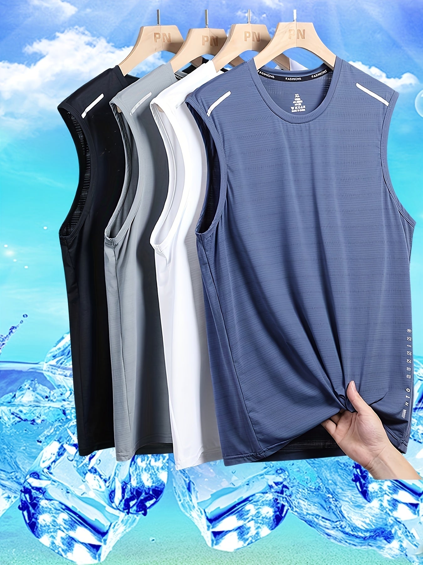 4pcs set of quick-drying and cool Men's vests, lightweight and breathable